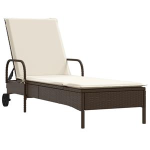 vidaXL Ligstoelen 2 st met kussens poly rattan bruin