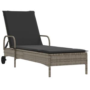 vidaXL Ligstoelen 2 st met kussens poly rattan grijs