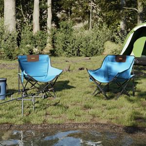 vidaXL Campingstoelen 2 st met vakje inklapbaar felblauw