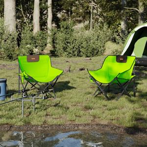 vidaXL Campingstoelen 2 st met vakje inklapbaar groen