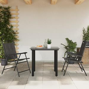 vidaXL Tuinstoelen 2 st inklapbaar staal en textileen gemêleerd grijs
