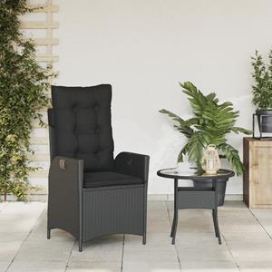 vidaXL Tuinstoel verstelbaar met kussens poly rattan zwart