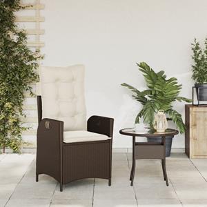 vidaXL Tuinstoel verstelbaar met kussens poly rattan bruin