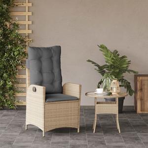 vidaXL Tuinstoel verstelbaar met kussens poly rattan gemengd beige