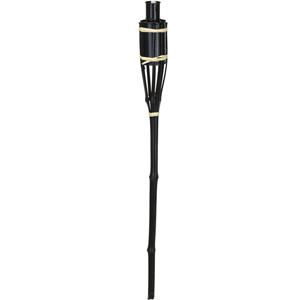 Tuinfakkels voor lampenolie - 1x stuks - bamboe hout - navulbaar - 65 cm - zwart -