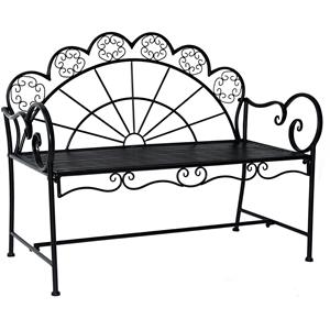 Sunny Metalen Tuinbank Retro ronde vormen 2-pers zwart 113 x 56 x 90 cm