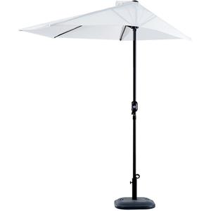 Outsunny Sonnenschirm halbrund Kurbelschirm Metall cremeweiß schwarz, UV-Schutz für Terrasse & Garten   Aosom.de