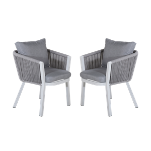 Nest outdoor Elly aluminium tuinstoel grijs - set van 2