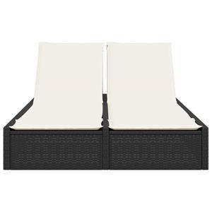 vidaXL Ligbed 2-persoons met kussens poly rattan zwart