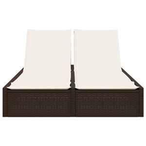 vidaXL Ligbed 2-persoons met kussens poly rattan bruin