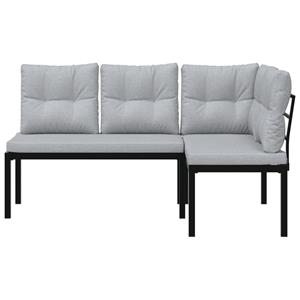 vidaXL Tuinbanken met kussens 2 st gepoedercoat staal zwart