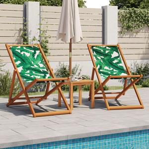 vidaXL Strandstroelen 2 st inklapbaar stof en massief hout bladpatroon