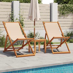 vidaXL Strandstroelen 2 st inklapbaar stof en massief hout beige