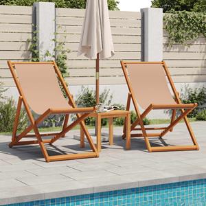 vidaXL Strandstroelen 2 st inklapbaar stof en massief hout taupe