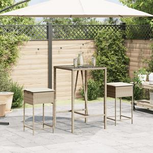vidaXL Tuinbarkrukken 2 st met kussens poly rattan beige