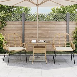 vidaXL Tuinstoelen 2 st met kussens poly rattan bruin