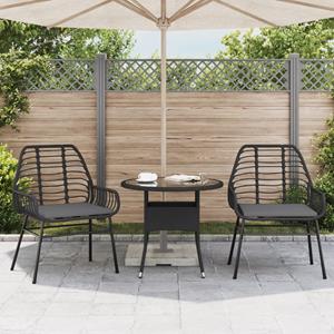 vidaXL Tuinstoelen 2 st met kussens poly rattan zwart