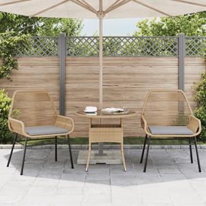 vidaXL Tuinstoelen 2 st met kussens poly rattan bruin