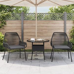 vidaXL Tuinstoelen 2 st met kussens poly rattan zwart