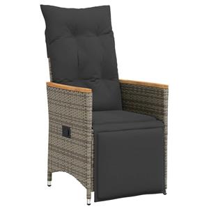 vidaXL 3-delige Bistroset met kussens poly rattan grijs