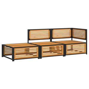 vidaXL 3-delige Loungeset met kussens massief acaciahout