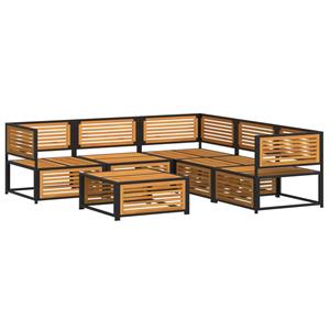 vidaXL 6-delige Loungeset met kussens massief acaciahout