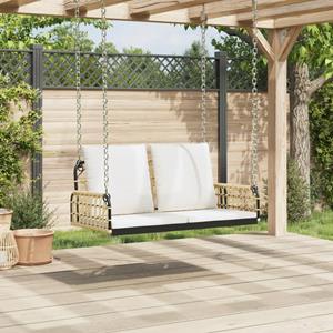 vidaXL Schommelbank met kussens 105x58x38 cm poly rattan en staal