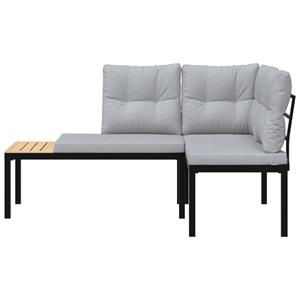 vidaXL Tuinbanken met kussens 2 st gepoedercoat staal zwart