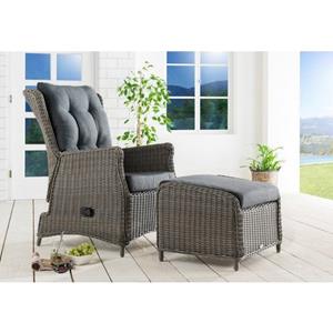 Destiny Tuinset CASA RELAX CASA Fauteuil traploos verstelbaar met voetenbankje, incl. kussens (set, 4-delig)