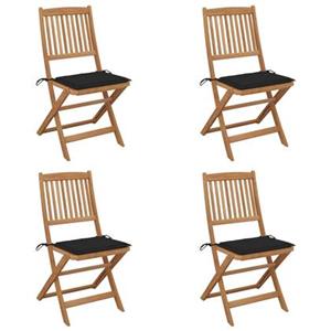 VidaXL Tuinstoelen 4 st inklapbaar met kussens massief acaciahout