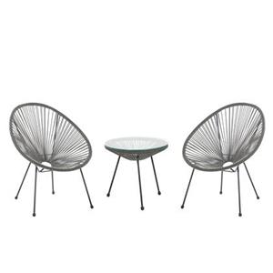 Beliani ACAPULCO II - Bistroset voor 2 - Grijs - PE rotan