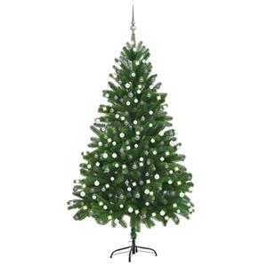VidaXL Kunstkerstboom met verlichting en kerstballen 210 cm groen