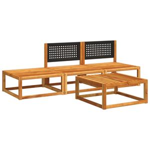vidaXL 4-delige Loungeset met kussens massief acaciahout