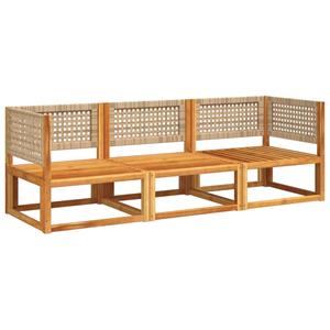 vidaXL 3-delige Loungeset met kussens massief acaciahout
