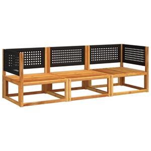 vidaXL 3-delige Loungeset met kussens massief acaciahout