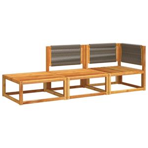 vidaXL 3-delige Loungeset met kussens massief acaciahout