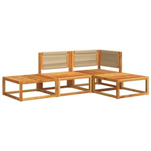 vidaXL 4-delige Loungeset met kussens massief acaciahout