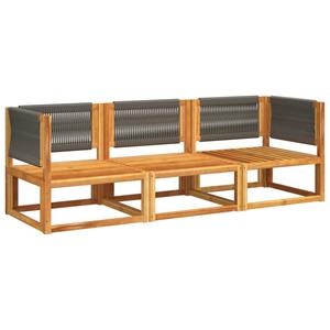 vidaXL 3-delige Loungeset met kussens massief acaciahout