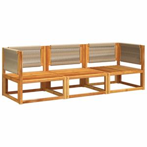 vidaXL 3-delige Loungeset met kussens massief acaciahout