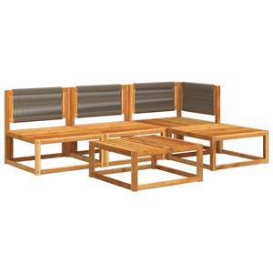 vidaXL 5-delige Loungeset met kussens massief acaciahout