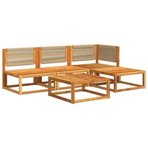 vidaXL 5-delige Loungeset met kussens massief acaciahout