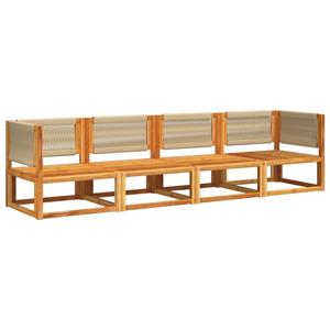vidaXL 4-delige Loungeset met kussens massief acaciahout