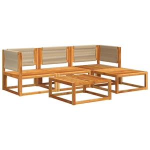 vidaXL 5-delige Loungeset met kussens massief acaciahout