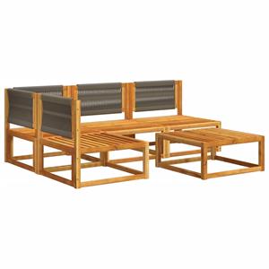 vidaXL 5-delige Loungeset met kussens massief acaciahout