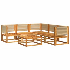 vidaXL 6-delige Loungeset met kussens massief acaciahout