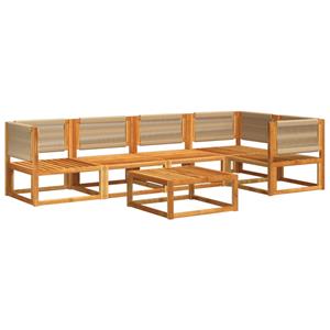 vidaXL 6-delige Loungeset met kussens massief acaciahout