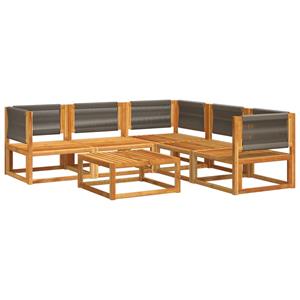 vidaXL 6-delige Loungeset met kussens massief acaciahout