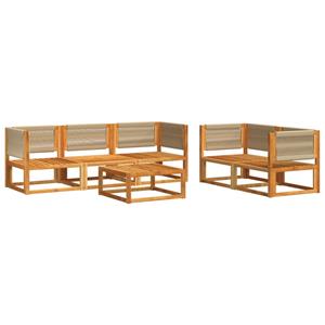 vidaXL 6-delige Loungeset met kussens massief acaciahout