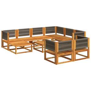 vidaXL 10-delige Loungeset met kussens massief acaciahout