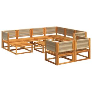 vidaXL 10-delige Loungeset met kussens massief acaciahout